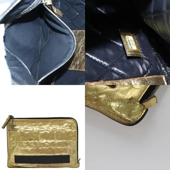 Chanel Clutch Bag Leather Gold CC - Picture 5 of 7